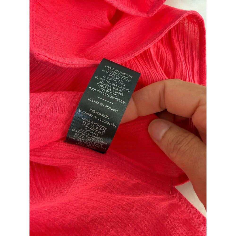 Natori Hibiscus Pink Cotton Gauze Floral Applique Cover Up XS/S - Picture 5 of 8